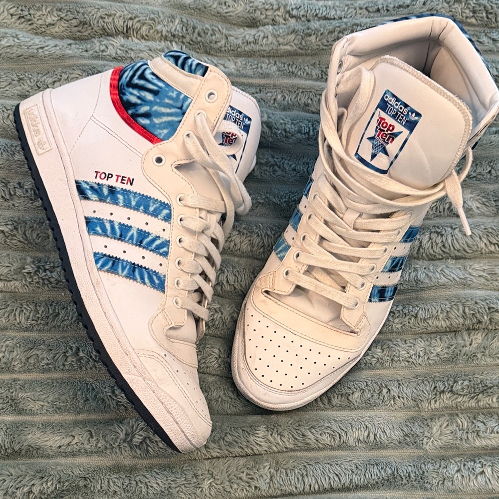 Adidas Top Ten White and Blue Men's Sneakers